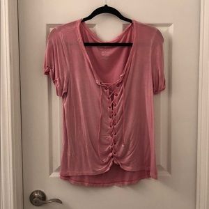 Pink AE Lace Up Shirt
